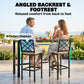 3 Piece Patio Bar Set, Outdoor Bar Table and Stools, Electrophoresis Steel Tabletop, X Back, Footrest, Cushions, Khaki