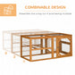 55" Wooden Chicken Coop Extension Outdoor with Roosting Bars, Combinable Design, Orange