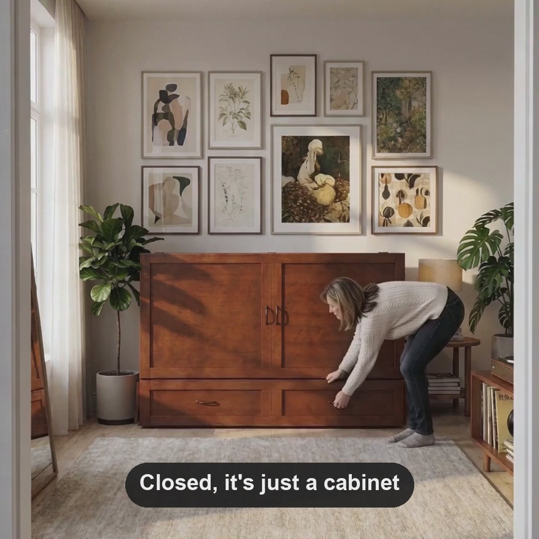 Olivia cabinet bed opening out into a queen bed and folding away