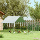 Large Metal Chicken Run with Waterproof & UV-Resistant Cover, Feeding Door, Hanging Feeder, Perch for 12-18 Chickens