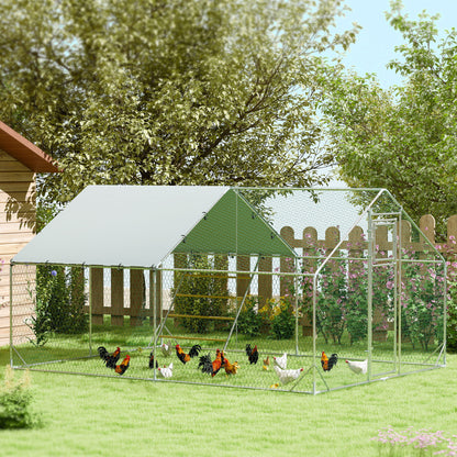 Large Metal Chicken Run with Waterproof Cover for 12-18 Chickens