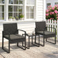 Outdoor Bistro Set, 3 Piece Wicker Patio Furniture Set with Glass Top Table and Cushions for Porch, Balcony, Dark Grey - Dark Grey