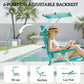 2 Piece Folding Beach Chairs with Adjustable Canopy, 6-Position Reclining Lounge Chair with Headrest, Turquoise