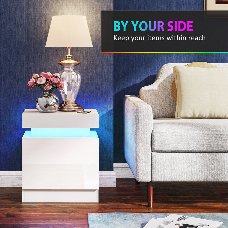 LED Nightstand Set of 2 with 2 Drawers