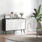Modern Sideboard and Buffet, Dining Room Cabinet with Adjustable Shelves and 4 Doors, Black