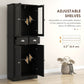 61" Kitchen Pantry Cabinet, Freestanding Farmhouse Buffet Storage Cabinet with Soft Close Glass Doors and Adjustable Shelves, Black