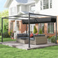 10' x 7' Black Patio Pergola with Retractable Canopy