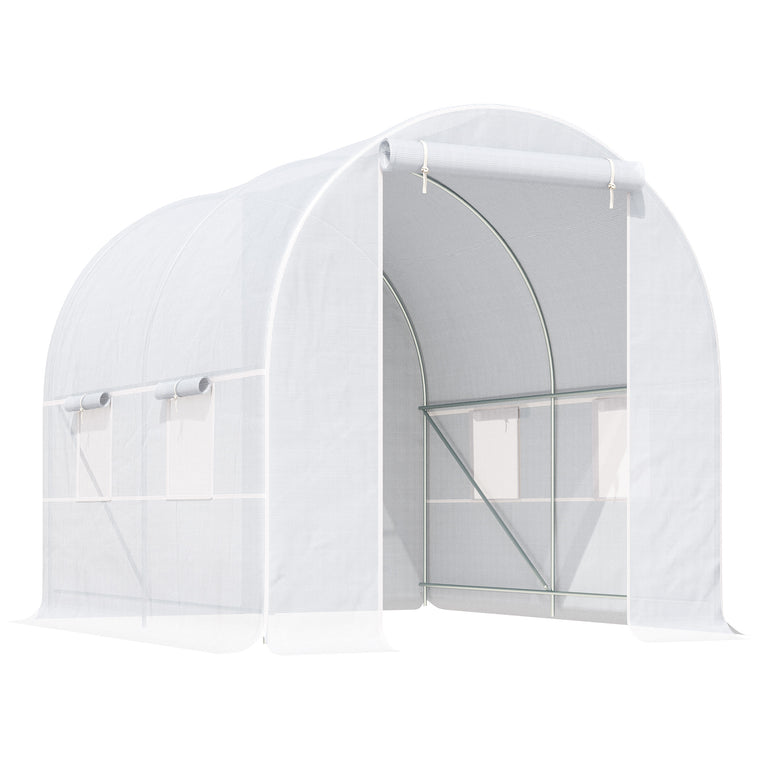 8.2' x 6.6' x 6.6' White Tunnel Greenhouse with Vent Window