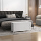 Storage Trunk with 2 Safety Hinges, Modern Entryway Bench with Side Handles, Storage Chest for Living Room, White