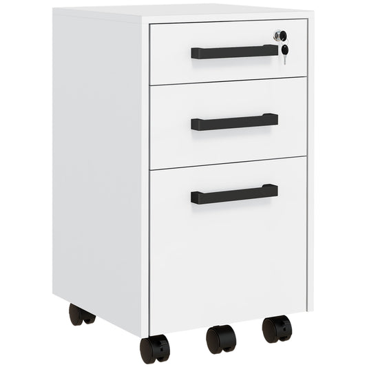 3-Drawer Vertical Filing Cabinet with Lock - White