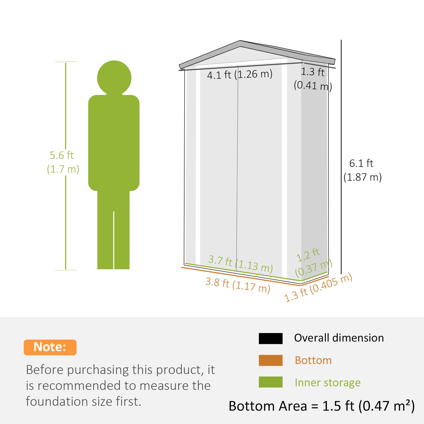Apex Roof Metal Garden Shed with Shelf