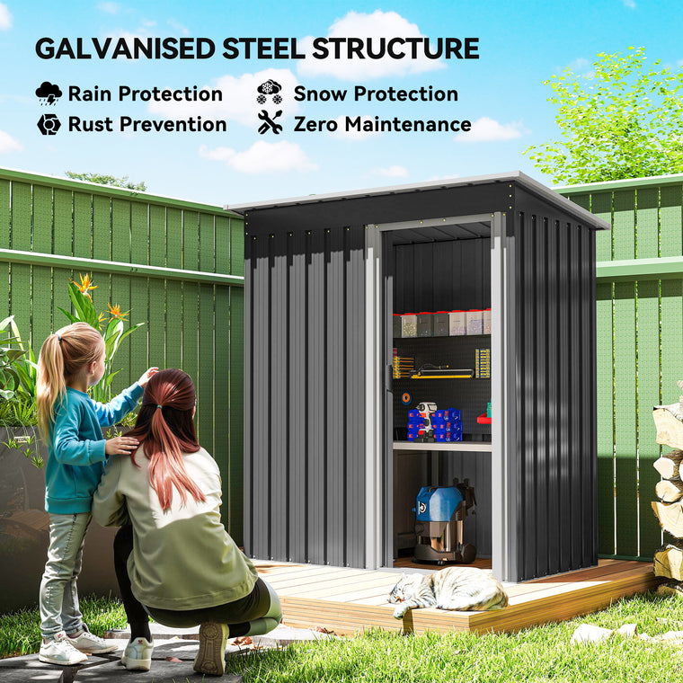 5' x 3' Steel Storage Shed with Sliding Doors and Sloped Roof