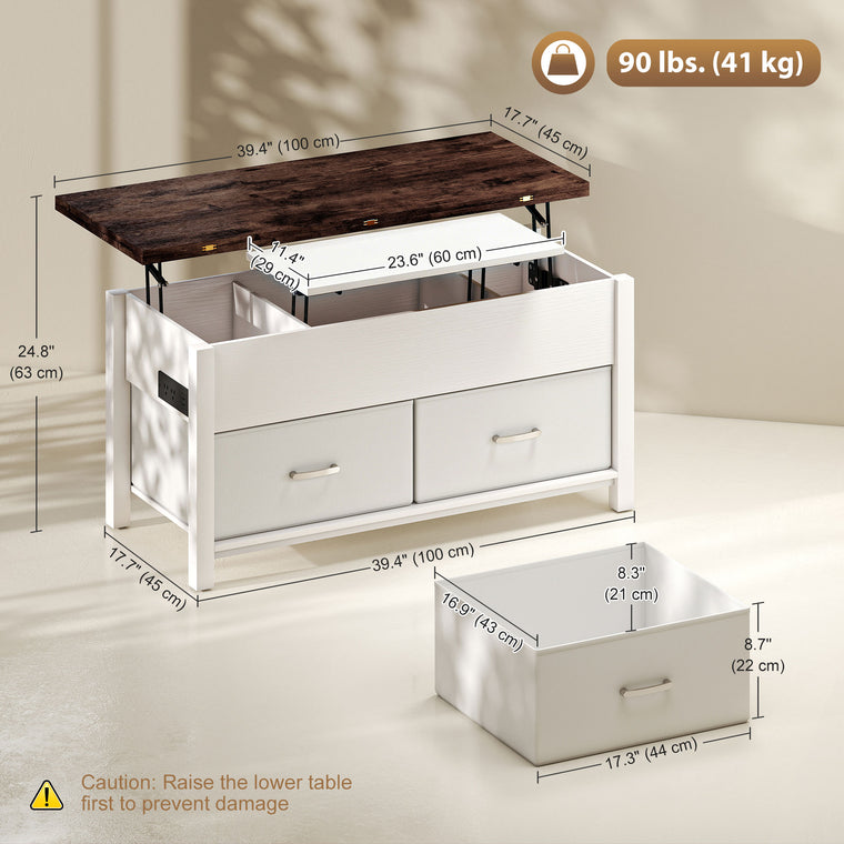 Lift Top Coffee Table with Charging Station