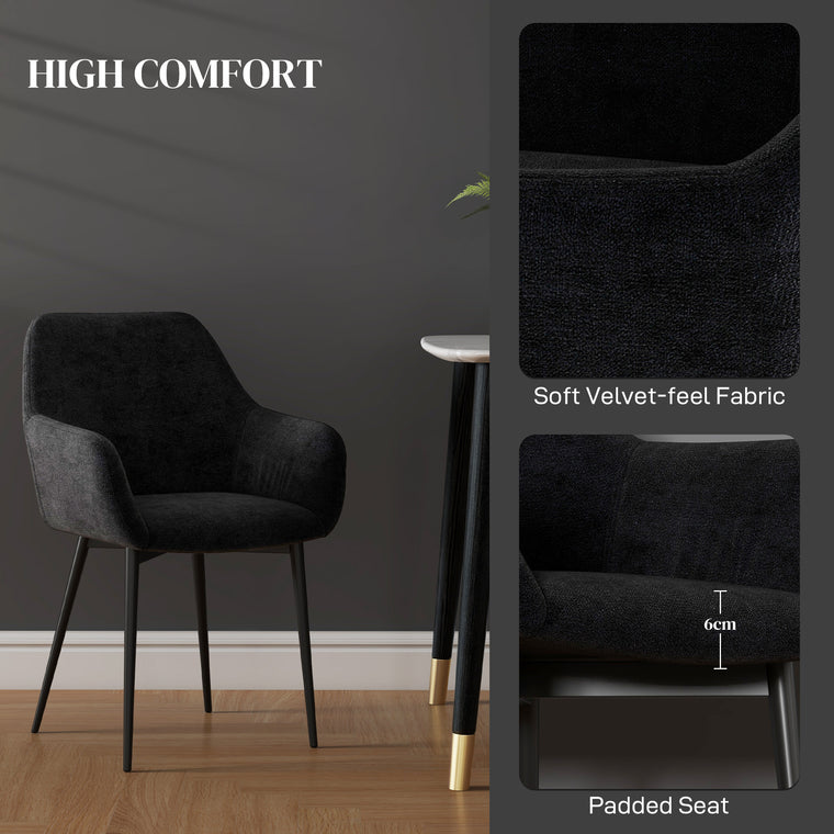Velvet Dining Chairs Set of 2 with Armrests