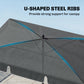 6.5x4ft Rectangle Patio Umbrella Aluminum Tilt Adjustable Garden Parasol Sun Shade Outdoor Canopy Grey
