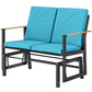 Outdoor Glider Bench for 2 Person, Patio Glider Loveseat with Thick Cushions for Garden Balcony Porch, Navy Blue