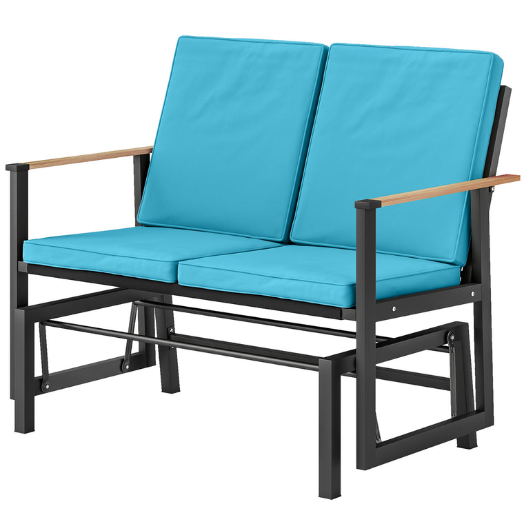 2-Person Glider Bench Loveseat with Thick Cushions