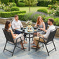 Tempered Glass Square Patio Dining Table w/ 2.1" Umbrella Hole for Garden, Balcony, Backyard, 38" x 38" x 28"