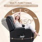 Swivel Massage Recliner Chair Rocker, Overstuffed Manual Reclining Sofa, PU Leather Rocking Chair with Side Pockets, Cup Holders, for Living Room, Nursery, Black