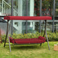 3 Person Porch Swing Bed, 2-in-1 Convertible Outdoor Patio Swing Chair Bench Hammock with Adjustable Canopy, Cushions, Pillows for Porch and Backyard, Red