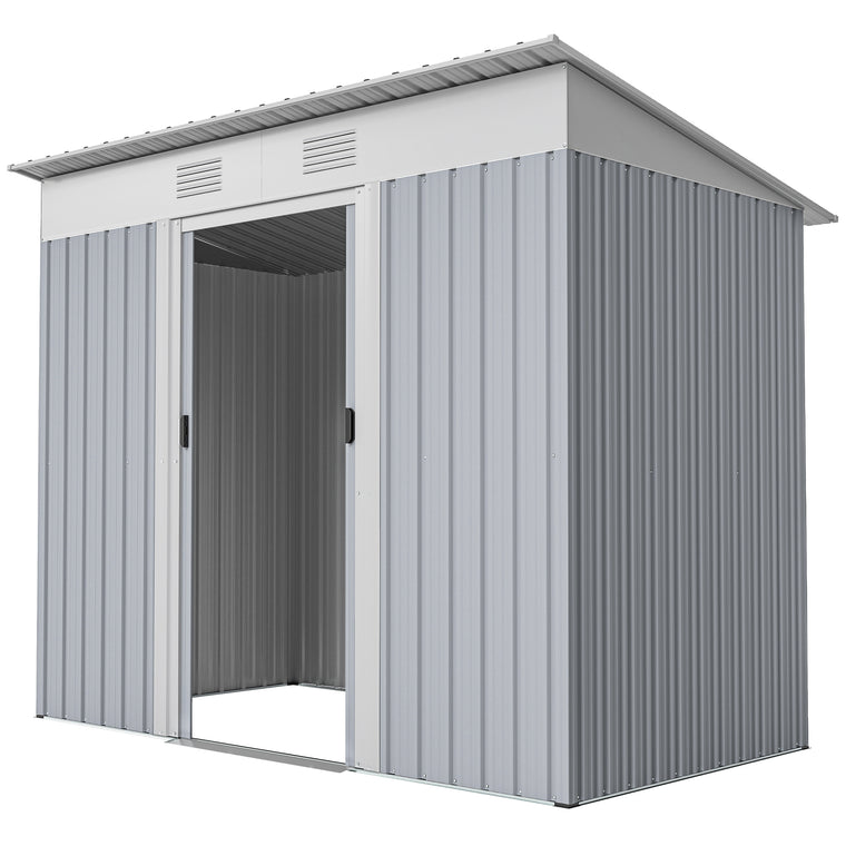 7' x 4' Metal Storage Shed with Lockable Sliding Doors and Vents