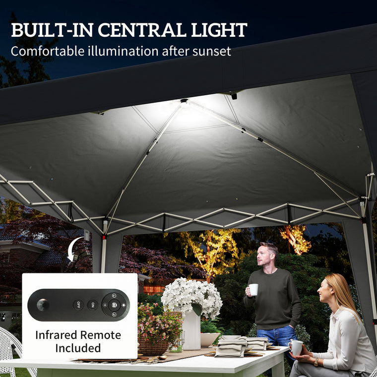 10' x 10' Black Pop-Up Canopy Tent with Light & Remote