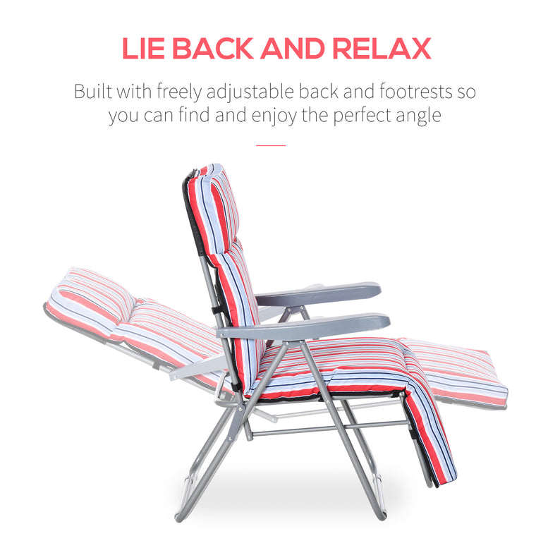 2-Piece Foldable Garden Sun Lounger with Cushioned Seat