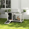 Grey Wooden Rabbit Hutch with Pull-Out Tray & Openable Roof