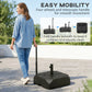 Patio Umbrella Base with Wheels, Telescopic Handle, 158 lb Sand/99 lb Water Filled Outdoor Patio Umbrella Stand, Black