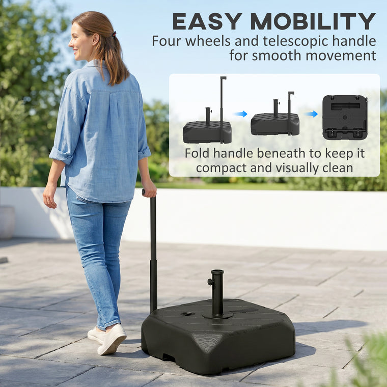 Black Umbrella Base with Wheels & Telescopic Handle