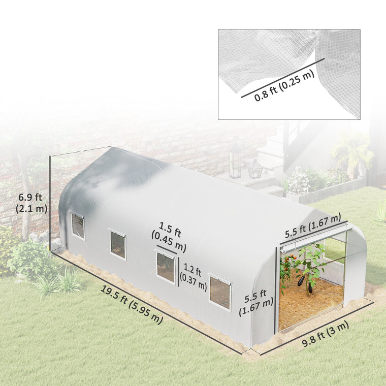 20' x 10' x 7' White Steeple Walk-In Greenhouse with Anchors