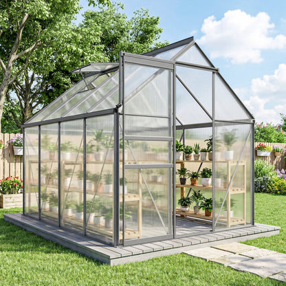 6' x 8' x 6.5' Charcoal Grey Polycarbonate Greenhouse