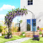 Garden Arch Outdoor Trellis Arbor with 2 Planter Boxes, 109.4" x 15.7" x 86.6", Black
