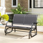 Patio Double Glider Outdoor Steel Sling Fabric Gliding Bench Garden Swing Chair Heavy-Duty Porch Rocker Garden Loveseat Grey