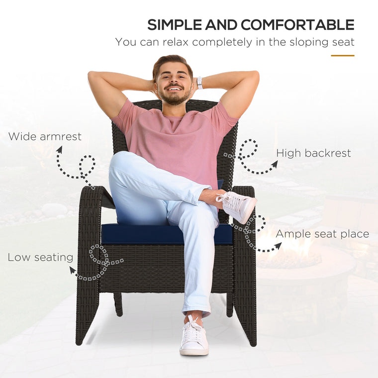 Wicker Rattan Adirondack Chair with Cushions