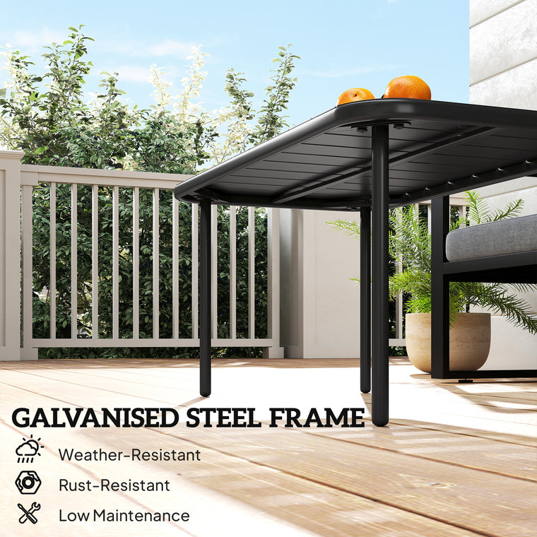 All-Weather Metal Coffee Table with Slatted Top