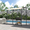 7' x 5' BBQ Grill Gazebo Tent, Garden Grill Canopy with Steel Frame and Hooks, Outdoor Sun Shade, Beige