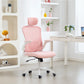 Ergonomic Office Chair, Mesh Desk Chair with Adjustable Headrest, Lumbar Support and Height, Flip-Up Armrests, Pink