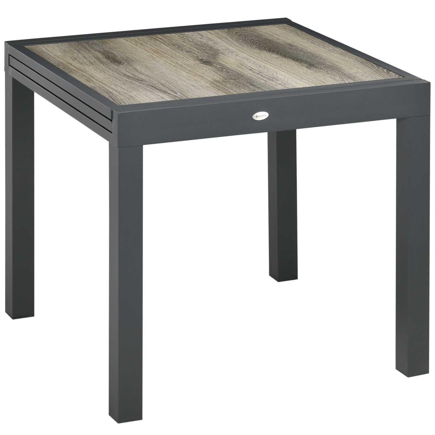 Extendable Dining Table, Rectangular Patio Outdoor Table with Aluminum Frame and Plastic Board Tabletop for Lawn, Grey