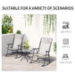 3pc Patio Rocking Chair Set, Folding Outdoor Rocking Chairs and Table Bistro Set w/ Breathable Mesh Seat & Backrest, Headrest for Park, Backyard, Garden, Grey