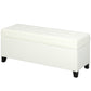 Storage Ottoman Bench, Foot Rest with Safety Hinges, 47 Inches Linen Storage Chest for Living Room, Cream White