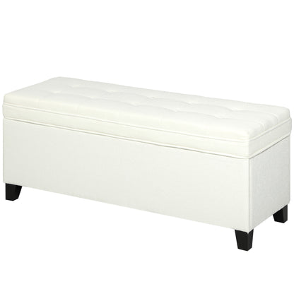 47" Linen Storage Ottoman Bench - Cream White