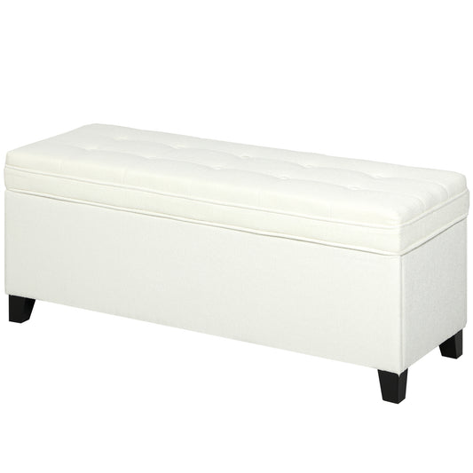 47" Linen Storage Ottoman Bench - Cream White