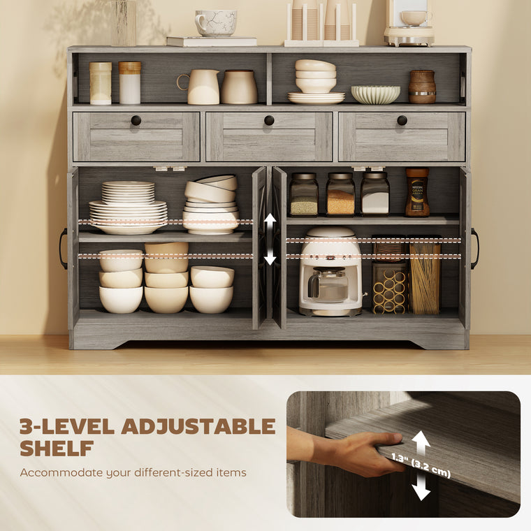 Sideboard Buffet Cabinet with 4 Doors and 3 Drawers