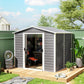 8' x 7' Outdoor Storage Shed, Easy to Assemble, Upgraded Galvanized Metal Garden Shed with Lockable Doors, Floor Frame and Gloves for Backyard, Lawn, Patio, Light Grey
