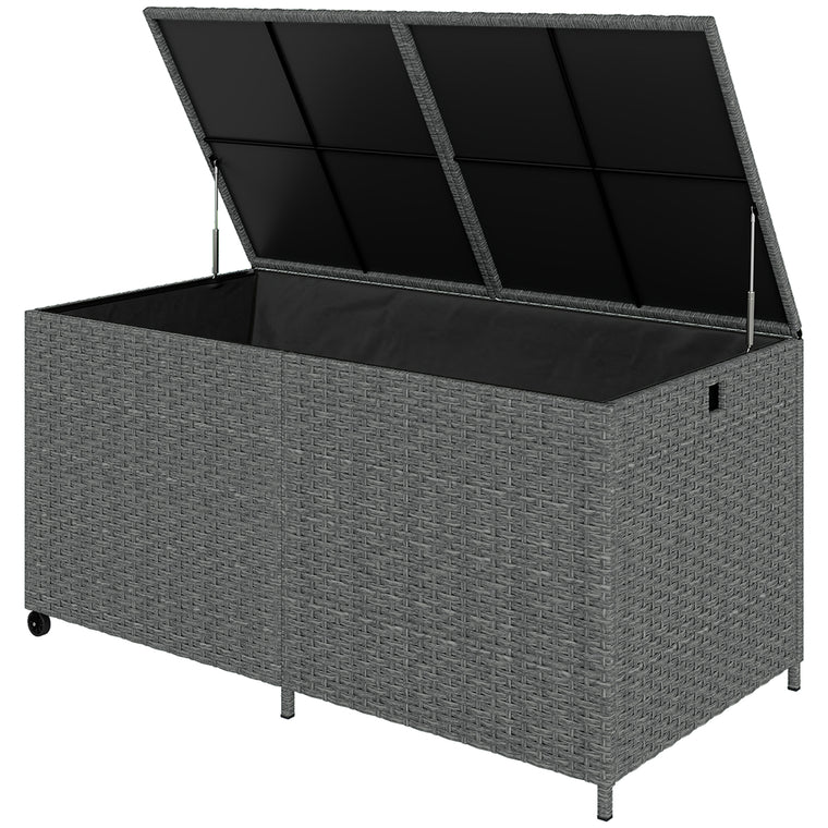 162-Gallon Rattan Deck Box with Wheels