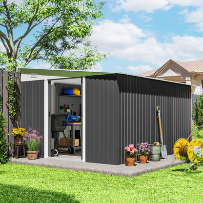 11' x 9' Steel Garden Shed with Double Sliding Doors