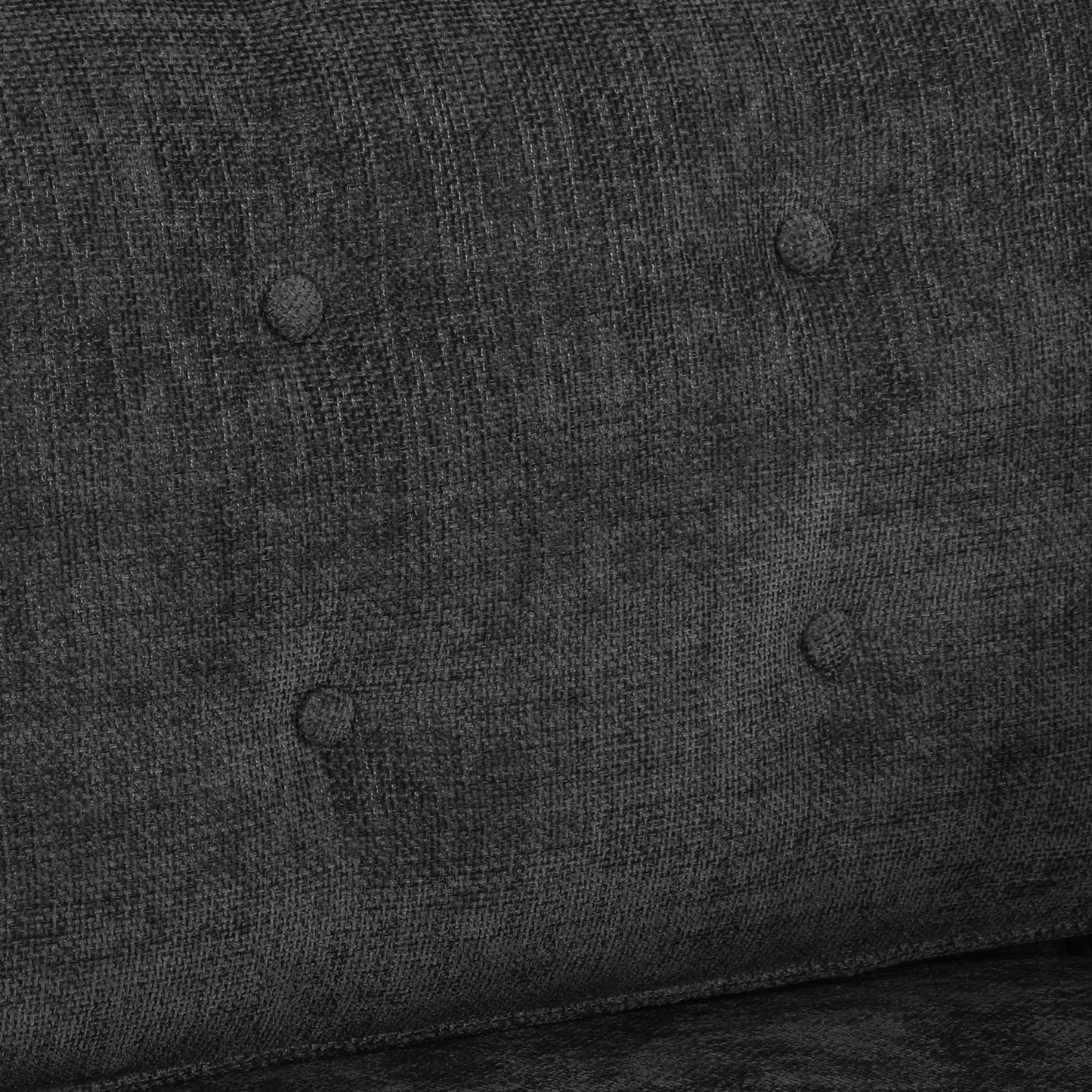 3 Seater Sofa Upholstered with Padded Cushion Modern Button Tufted Couch with Wood Legs, Dark Grey