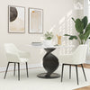 Dining Chairs Set of 2, Velvet-look Fabric Upholstered Kitchen Chairs with Backrest, Armrests and Steel Legs, Cream White