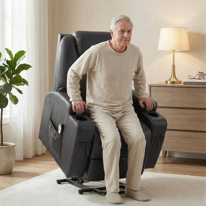 PU Leather Power Lift Recliner with High Back